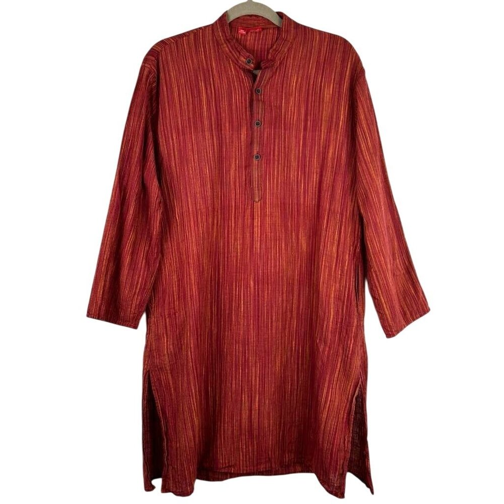 Ethos Womens Size 105cm/42  Red Tunic Dress Kurta With Mandarin Collar & Buttons